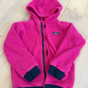 Girls Patagonia Pink Fleece Zip-Up Hoodie